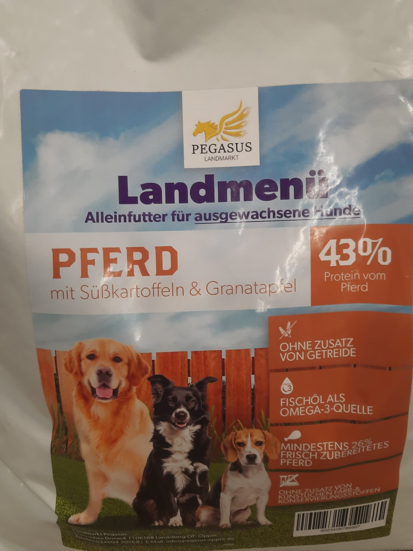 Landmenü - Pferd mit Süßkartoffel & Granatapfel, 43% Protein