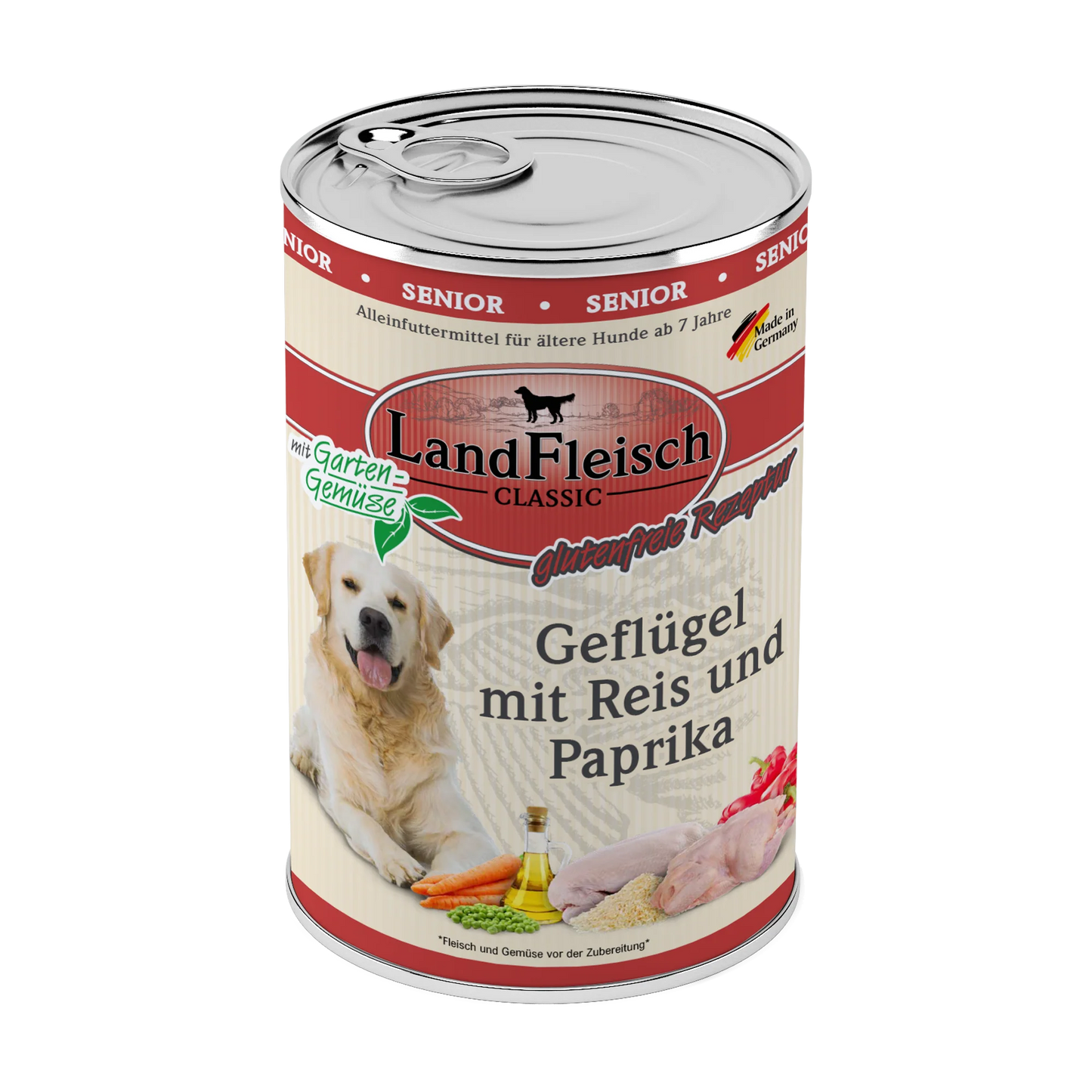 Landfleisch - Classic Senior Geflügel mit Reis und Paprika mit Gartengemüse