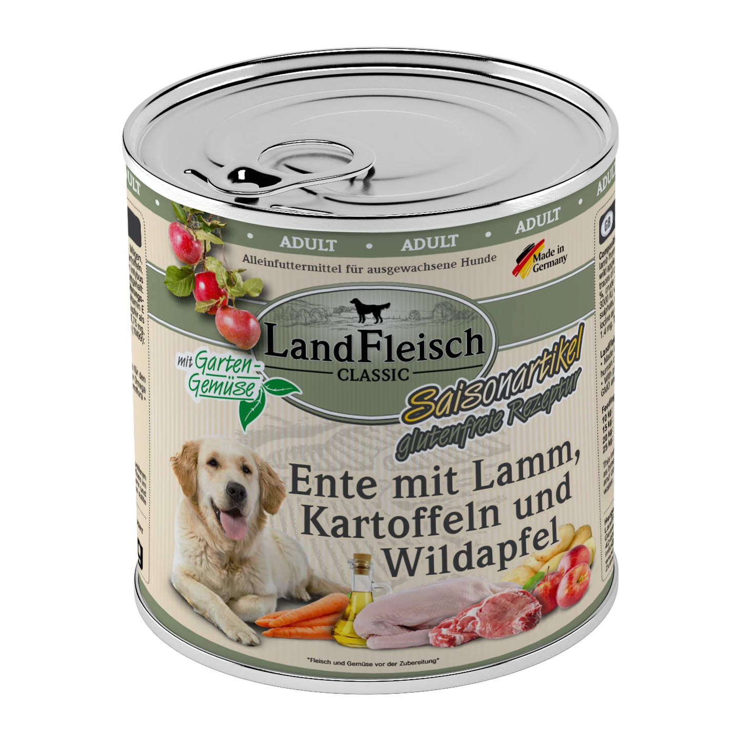 Landfleisch - Classic Ente mit Lamm, Kartoffeln Wildapfel und Gartengemüse