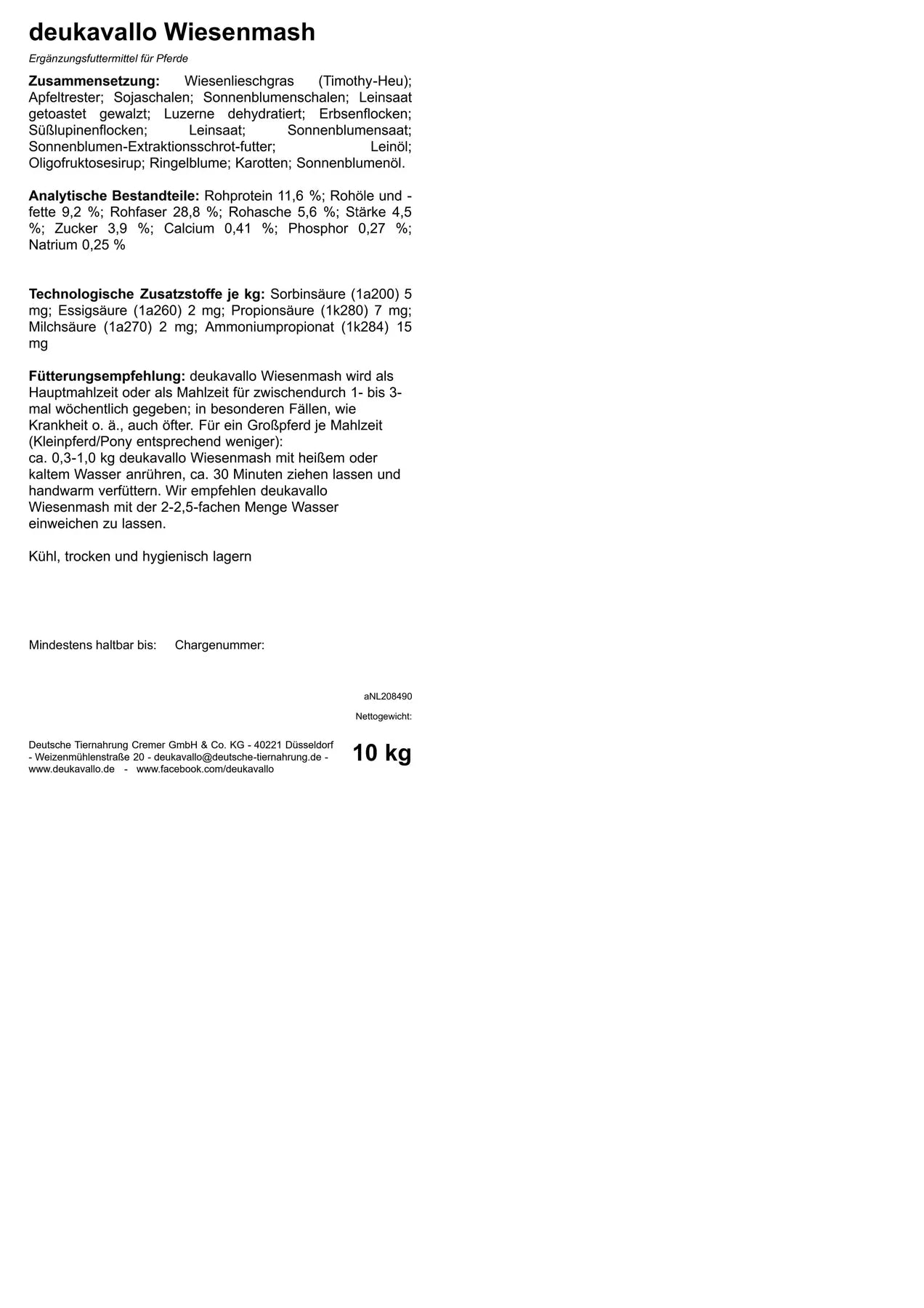 Deukavallo - Wiesenmash, 10 kg