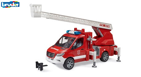 bruder - MB Sprinter Feuerwehr mit Drehleiter, Pumpe und Light & Sound Modul