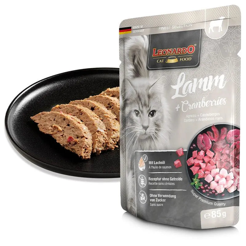 Leonardo - Finest Selection Nassfutter Lamm und Cranberries, 85 g