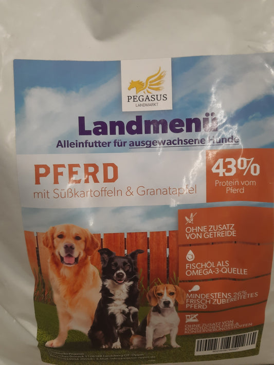 Landmenü - Pferd mit Süßkartoffel & Granatapfel, 43% Protein