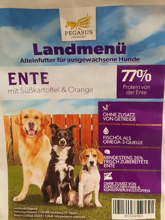 Landmenü - Ente mit Süßkartoffel & Orange, 77 % Protein