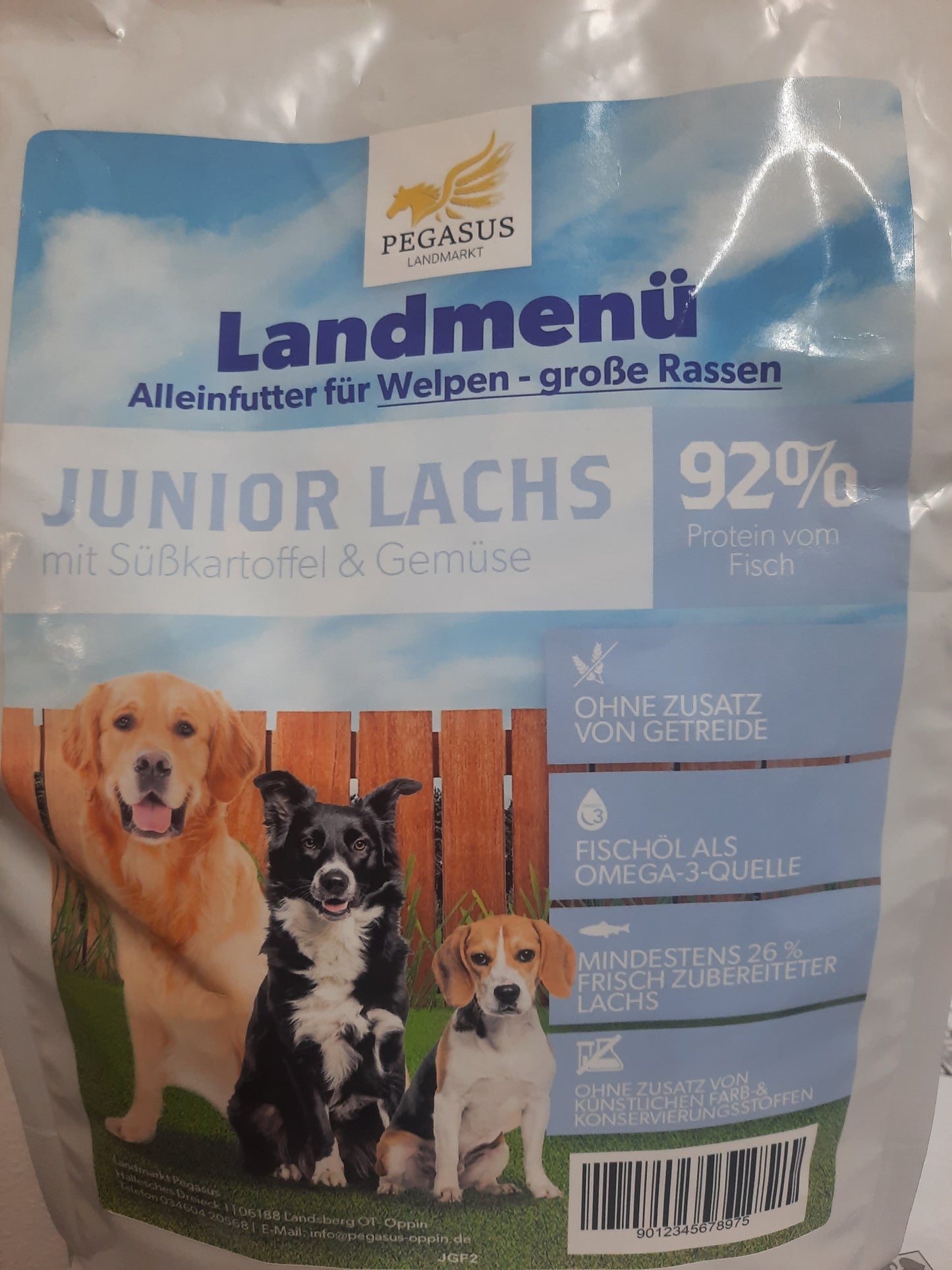 Landmenü - Junior Lachs mit Süßkartoffel & Gemüse, 92% Protein