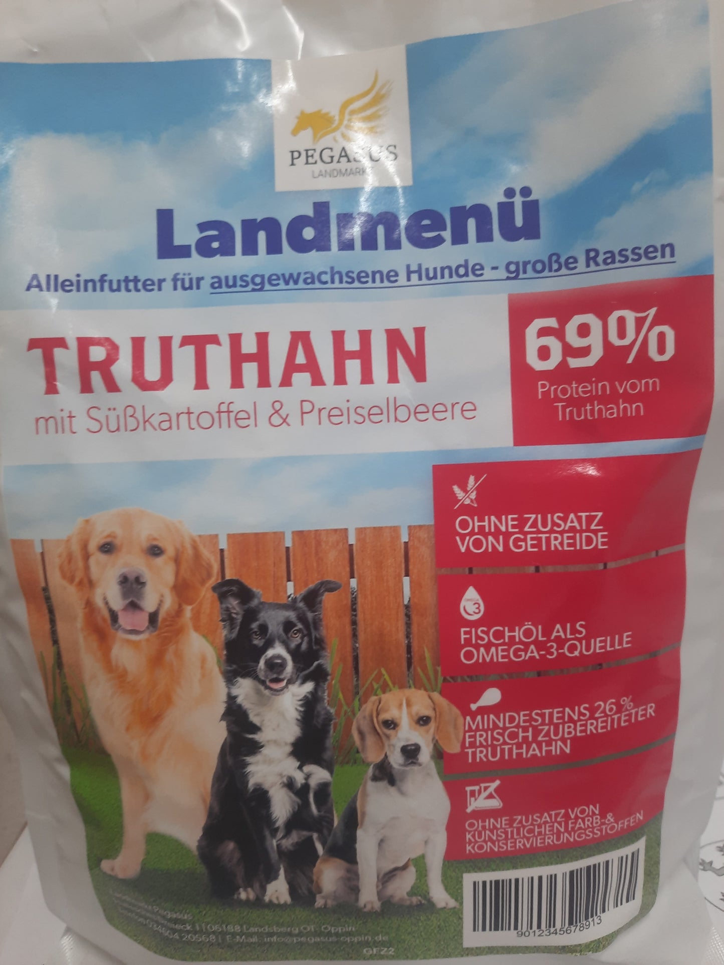 Landmenü - Truthahn mit Süßkartoffel & Preiselbeeren, 69% Protein