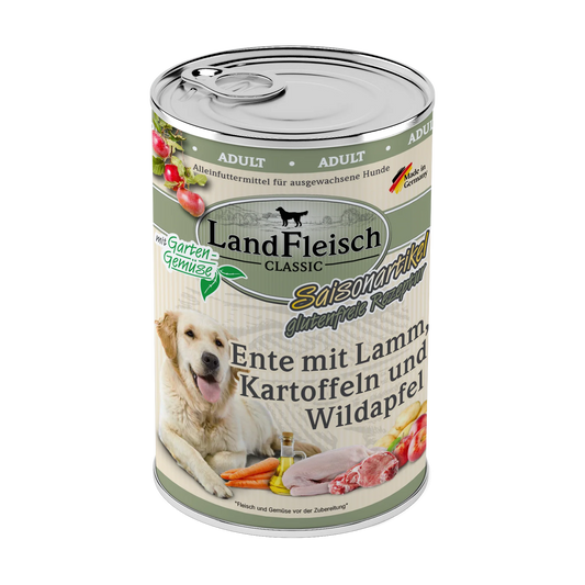 Landfleisch - Classic Ente mit Lamm, Kartoffeln Wildapfel und Gartengemüse