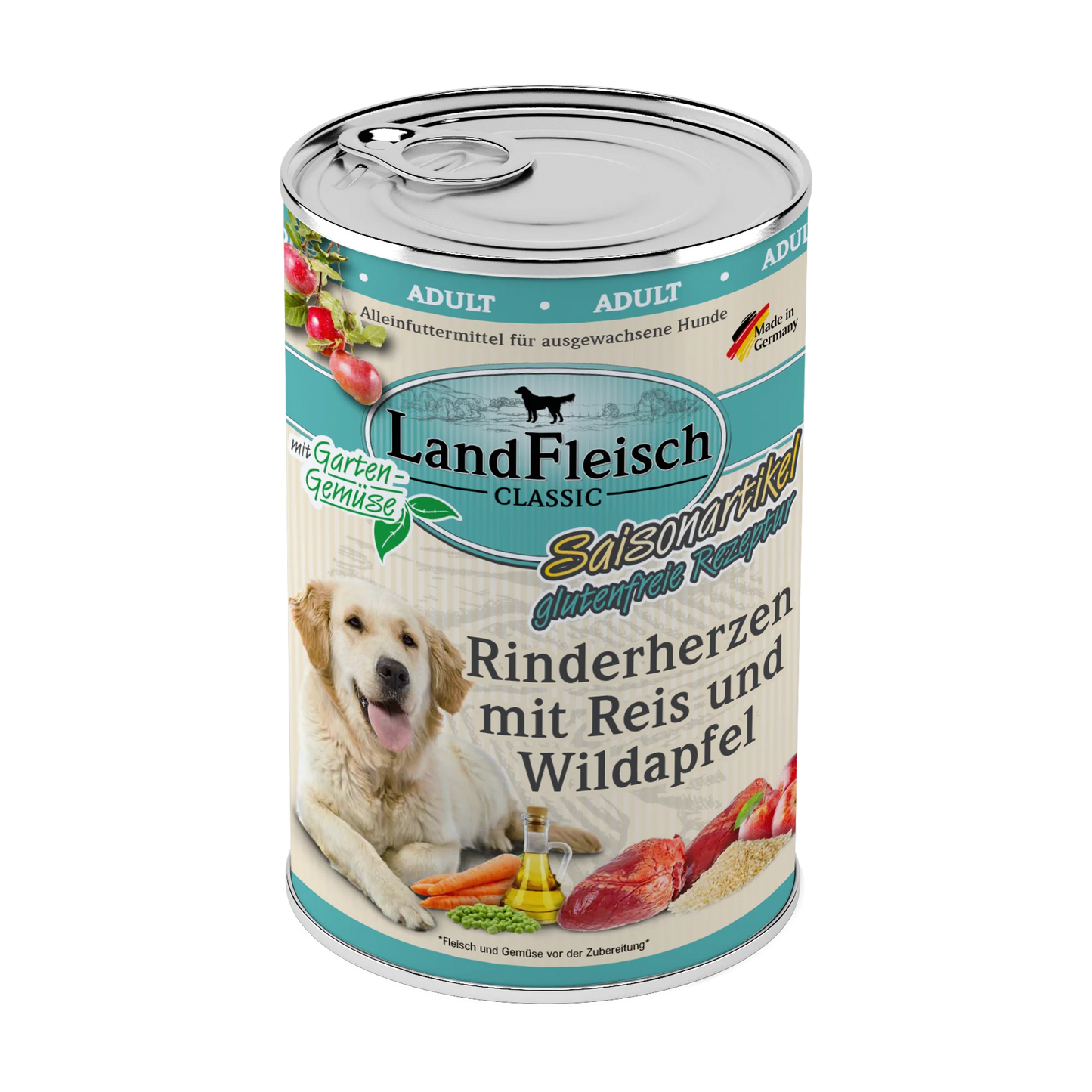 Landfleisch - Classic Rinderherz, Reis und Wildapfel,