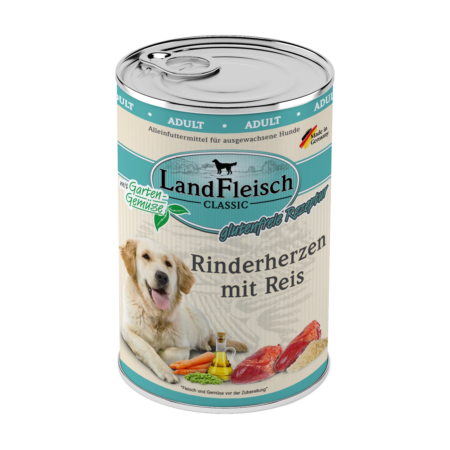 Landfleisch - Classic Rinderherzen mit Reis und Gartengemüse