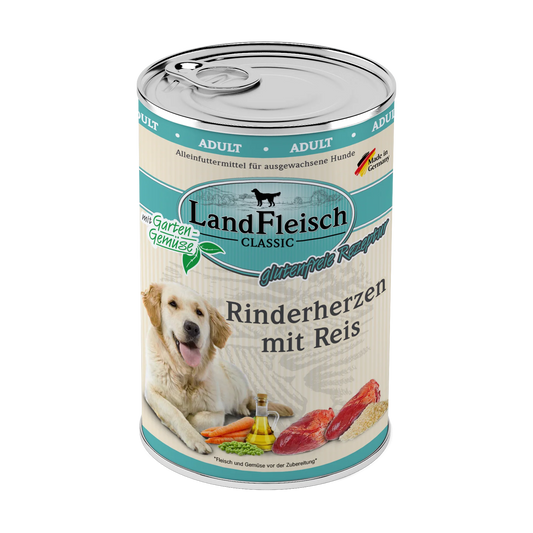 Landfleisch - Classic Rinderherzen mit Reis und Gartengemüse