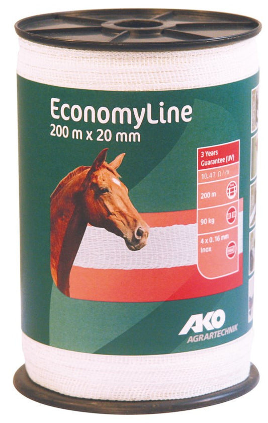 Kerbl - Weidezaunband EconomyLine, 200m, 20mm, weiß, 4x 0,16mm Niro