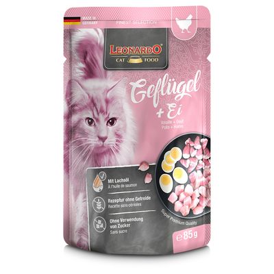 Leonardo Finest Selection Nassfutter pur, Geflügel und Ei, 85 g