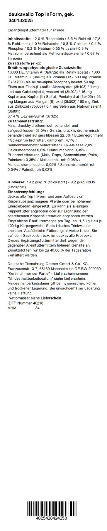 deukavallo - Top InForm, 25 kg