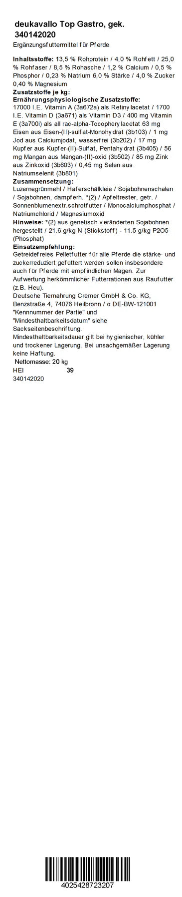 deukavallo - Top Gastro, 20 kg