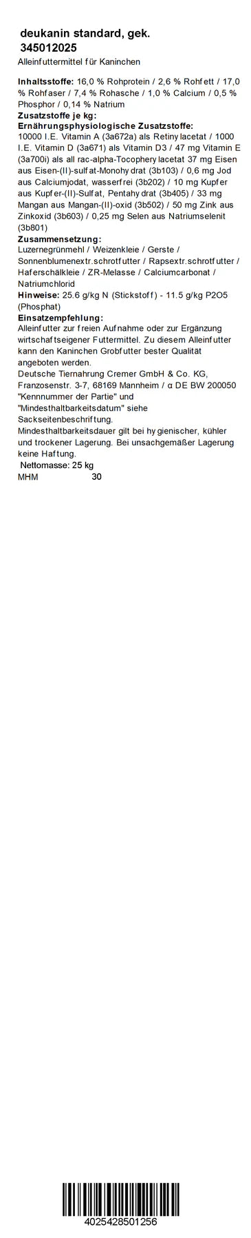 deukanin - standard, 25 kg