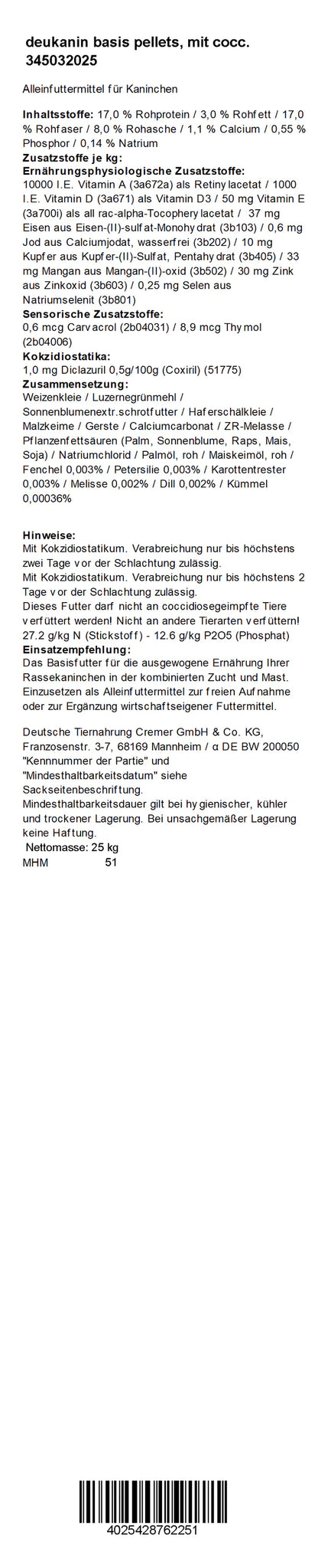 Deukanin - Basis m. Cocc., 25 kg