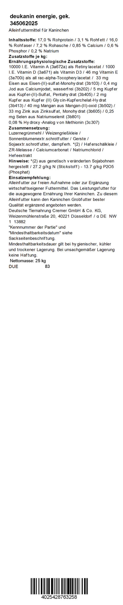 Deukanin - Energie, 25 kg