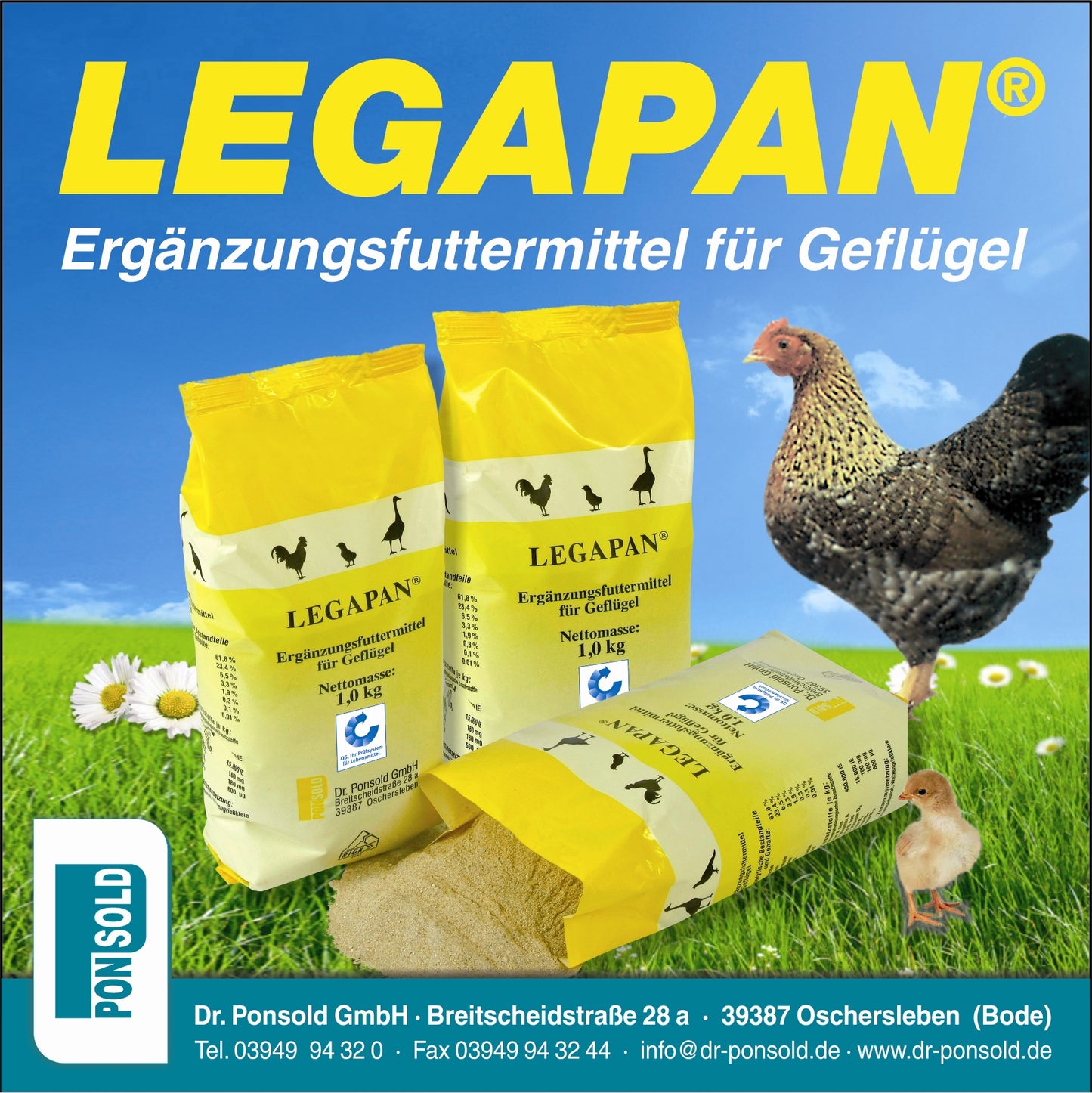 Legapan - 1 Kg für Hühner, Enten. Gänse
