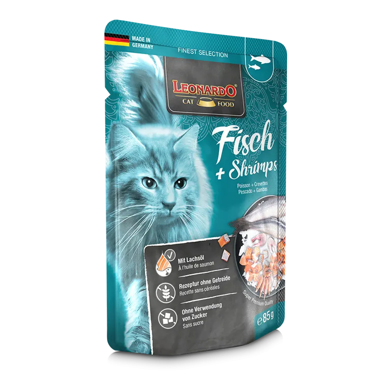 Leonardo - Finest Selection Nassfutter Fisch und Shrimps, 85 g