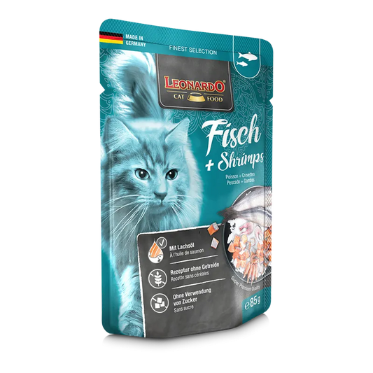 Leonardo - Finest Selection Nassfutter Fisch und Shrimps, 85 g