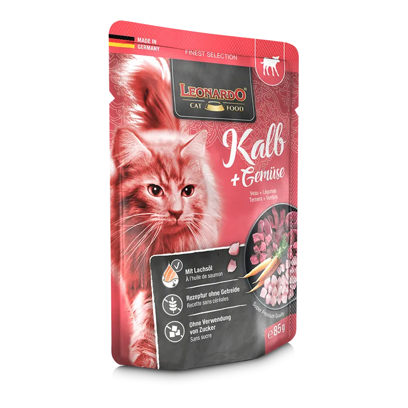 Leonardo - Finest Selection Nassfutter Kalb und Gemüse, 85 g