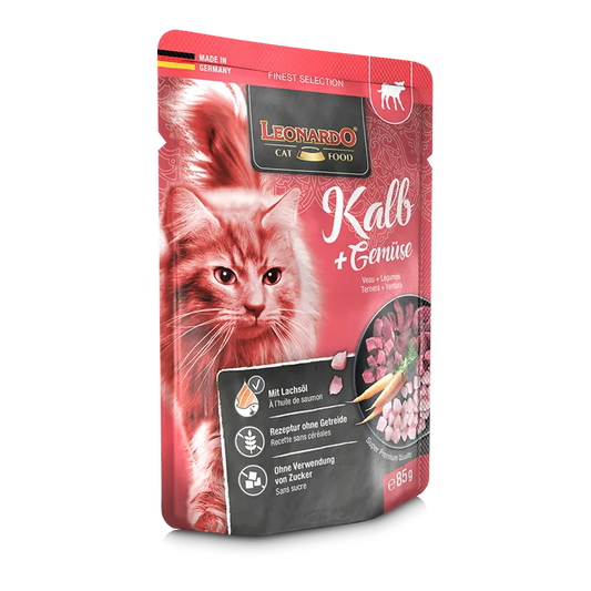 Leonardo - Finest Selection Nassfutter Kalb und Gemüse, 85 g