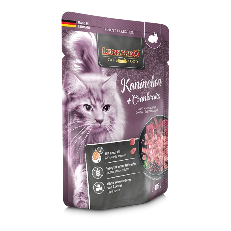 Leonardo - Finest Selection Nassfutter Kaninchen und Cranberries, 85 g
