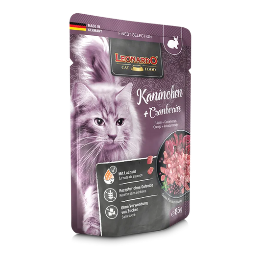 Leonardo - Finest Selection Nassfutter Kaninchen und Cranberries, 85 g