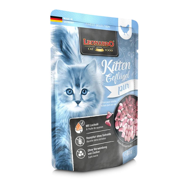 Leonardo - Finest Selection Nassfutter Kitten Geflügel pur, 85 g