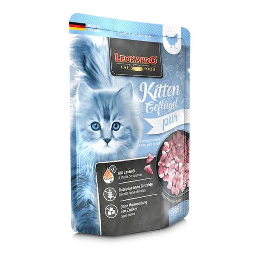 Leonardo - Finest Selection Nassfutter Kitten Geflügel pur, 85 g