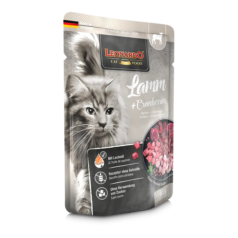 Leonardo - Finest Selection Nassfutter Lamm und Cranberries, 85 g