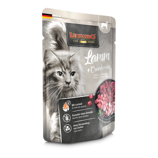 Leonardo - Finest Selection Nassfutter Lamm und Cranberries, 85 g