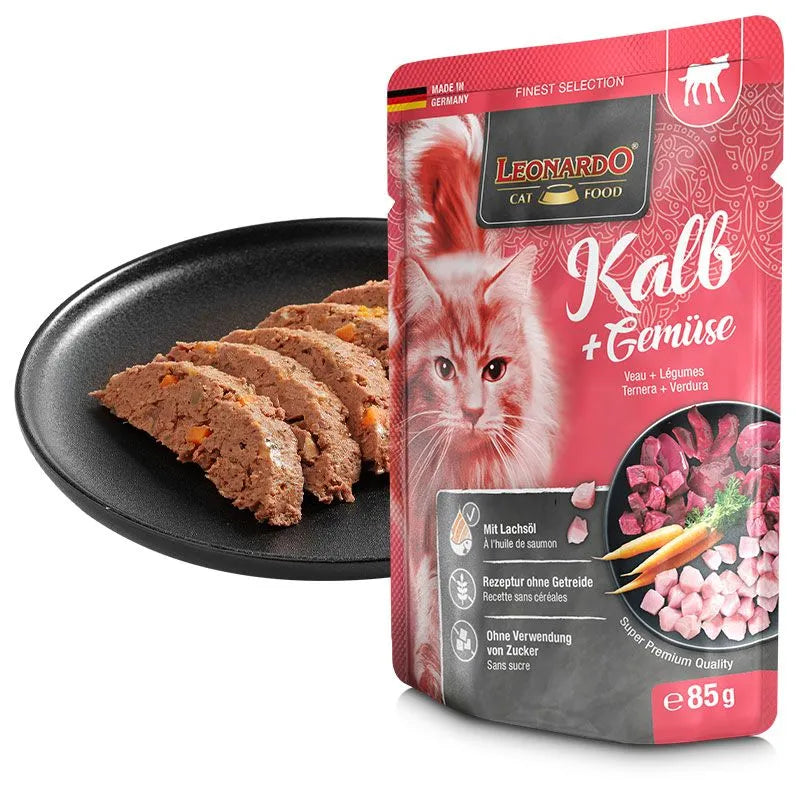 Leonardo - Finest Selection Nassfutter Kalb und Gemüse, 85 g