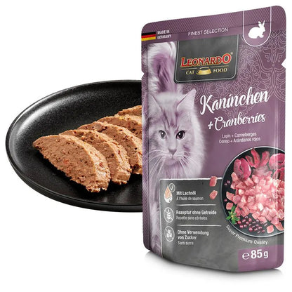 Leonardo - Finest Selection Nassfutter Kaninchen und Cranberries, 85 g